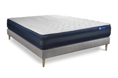 Ensemble Matelas Sommier 150x200 cm - Sommier Gris (en kit) - Actiflex Tech