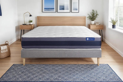 Ensemble Matelas Sommier 140x210 cm - Sommier Gris (en kit) - Actiflex Morpho