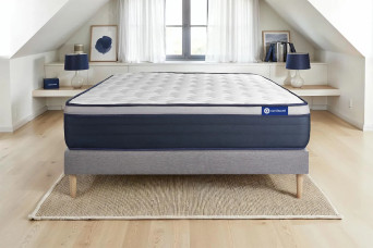 Ensemble Matelas Sommier 135x200 cm - Sommier Gris (en kit) - Actiflex Max