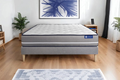 Ensemble Matelas Sommier 130x200 cm - Sommier Gris (en kit) - Actilatex Pur