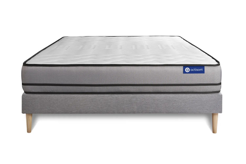 Ensemble Matelas Sommier 160x220 cm - Sommier Gris (en kit) - Actilatex Night