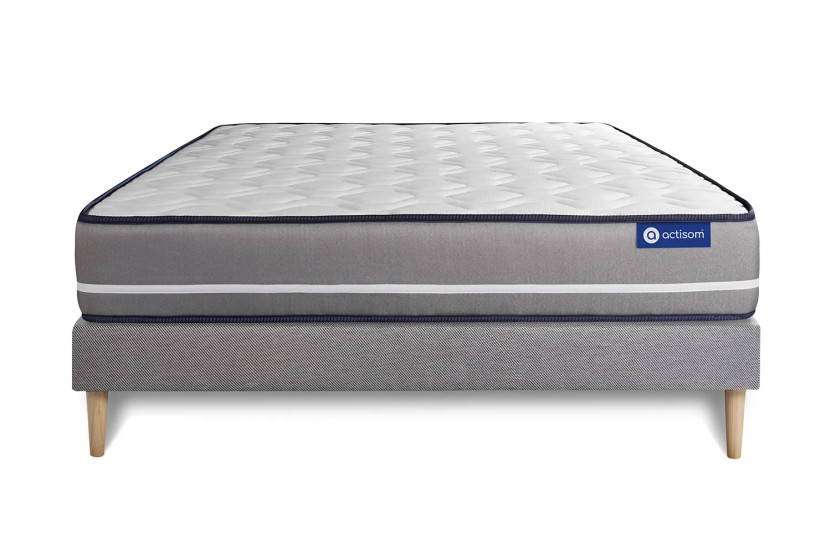 Ensemble Matelas Sommier 120x200 cm - Sommier Gris (en kit) - Actilatex Pur