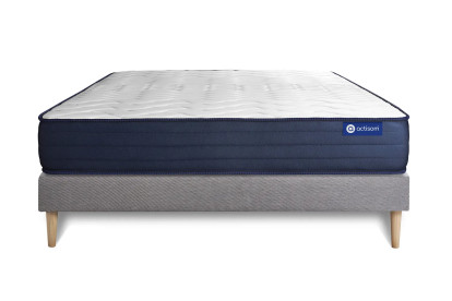 Ensemble Matelas Sommier 120x200 cm - Sommier Gris (en kit) - Actilatex Life