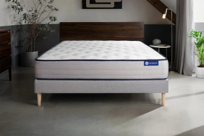 Ensemble Matelas Sommier 180x190 cm - Sommier Gris (en kit) - Actilatex Form
