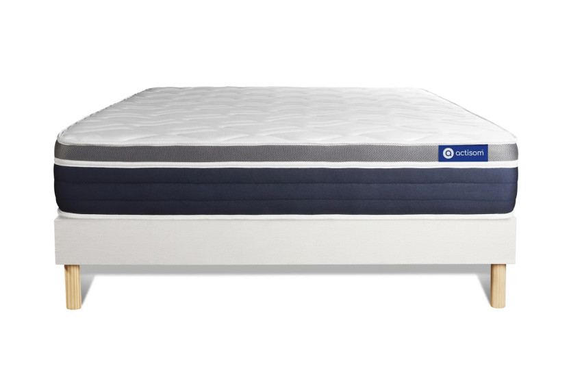 Ensemble Matelas Sommier 180x200 cm - Sommier Blanc (en kit) - Actimemo Confort