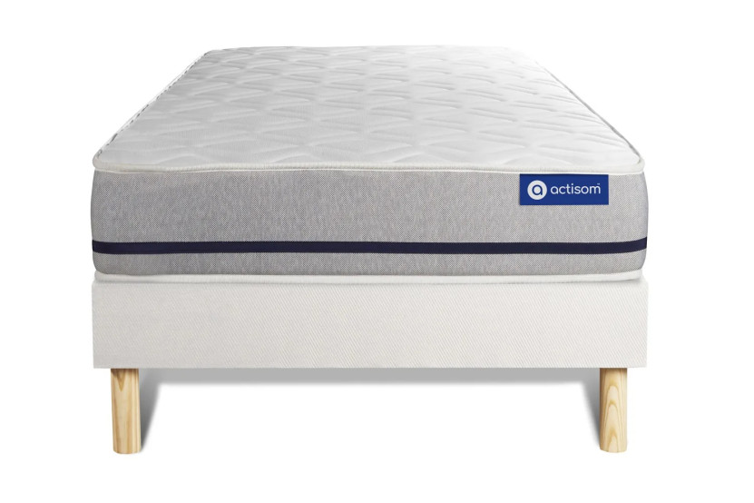 Ensemble Matelas Sommier 90x200 cm - Sommier Blanc (en kit) - Actimemo Soft