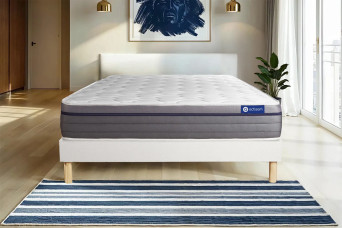 Ensemble Matelas Sommier 130x190 cm - Sommier Blanc (en kit) - Actiflex Zen
