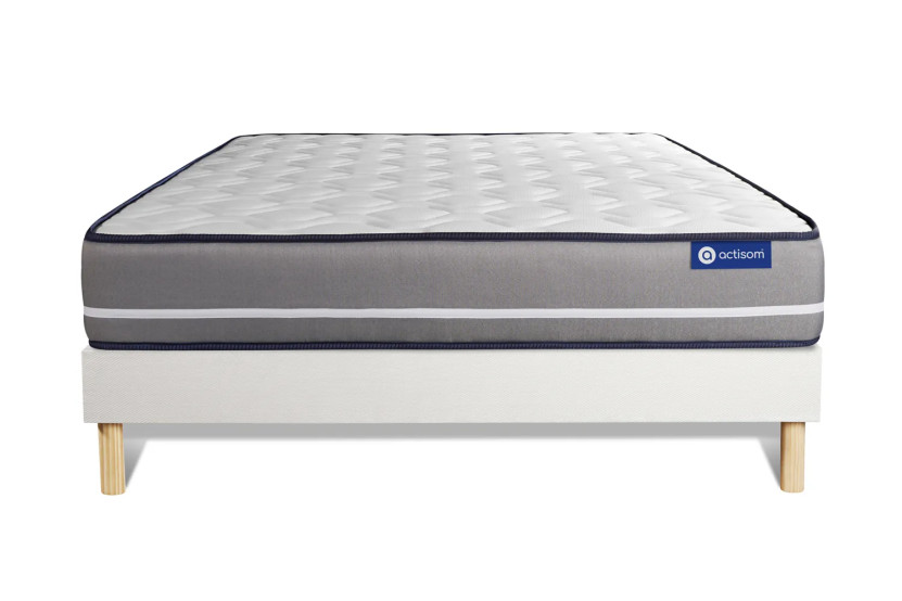 Ensemble Matelas Sommier 160x190 cm - Sommier Blanc (en kit) - Actimemo Pur