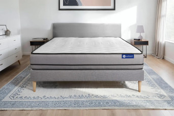 Ensemble Matelas Sommier 140x220 cm - Sommier Gris (en kit) - Actimemo Night