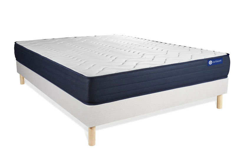 Ensemble Matelas Sommier 160x200 cm - Sommier Blanc (en kit) - Actimemo Life