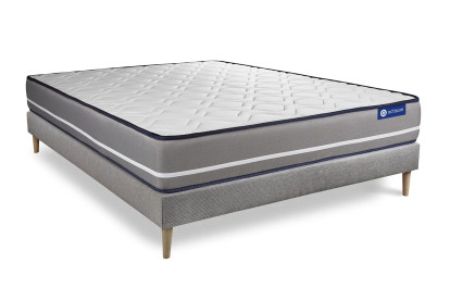 Ensemble Matelas Sommier 180x210 cm - Sommier Gris (en kit) - Actimemo Pur