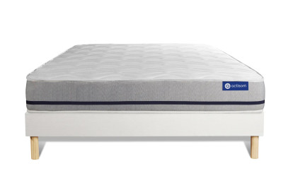 Ensemble Matelas Sommier 130x220 cm - Sommier Blanc (en kit) - Actiflex Soft