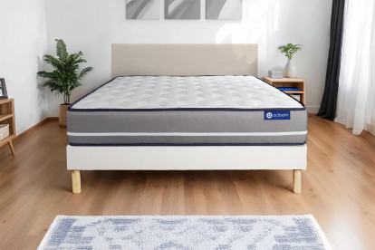 Ensemble Matelas Sommier 180x210 cm - Sommier Blanc (en kit) - Actimemo Pur