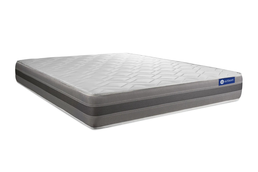 Ensemble Matelas Sommier 140x200 cm - Sommier Gris (en kit) - Actimemo Relax