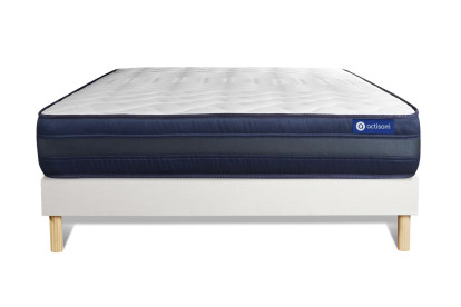 Ensemble Matelas Sommier 120x190 cm - Sommier Blanc (en kit) - Actimemo Tech