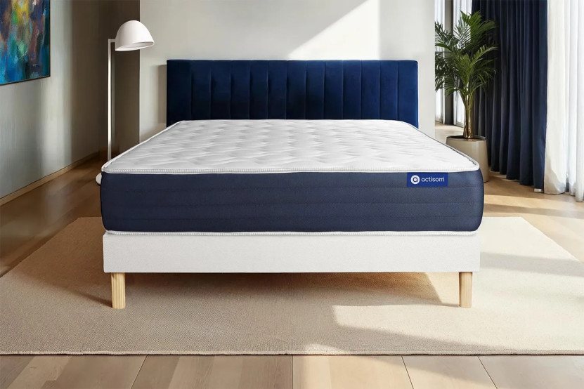 Ensemble Matelas Sommier 80x190 cm - Sommier Blanc (en kit) - Actilatex Sleep