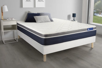 Ensemble Matelas Sommier 120x210 cm - Sommier Blanc (en kit) - Actilatex Confort