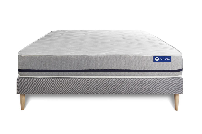 Ensemble Matelas Sommier 180x190 cm - Sommier Gris (en kit) - Actiflex Soft
