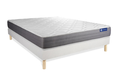 Ensemble Matelas Sommier 130x220 cm - Sommier Blanc (en kit) - Actimemo Dream