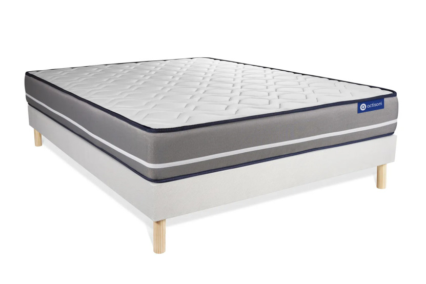 Ensemble Matelas Sommier 200x200 cm - Sommier Blanc (en kit) - Actiflex Pur