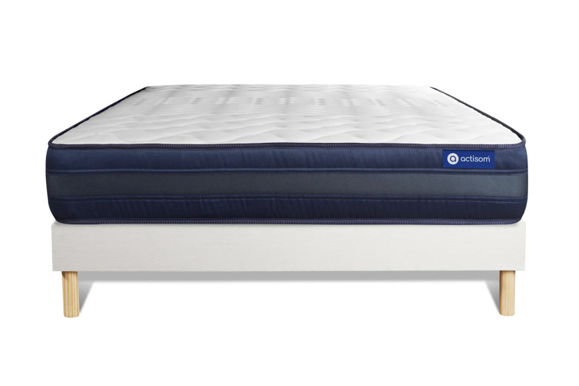 Ensemble Matelas Sommier 120x210 cm - Sommier Blanc (en kit) - Actilatex Tech
