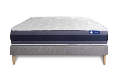 Ensemble Matelas Sommier 130x220 cm - Sommier Gris (en kit) - Actilatex Morpho