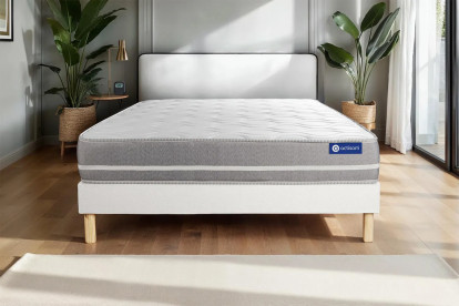 Ensemble Matelas Sommier 140x190 cm - Sommier Blanc (en kit) - Actiflex Touch
