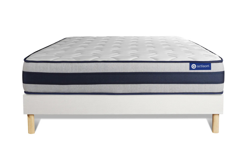 Ensemble Matelas Sommier 150x190 cm - Sommier Blanc (en kit) - Actiflex Ergo