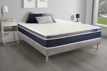 Ensemble Matelas Sommier 150x190 cm - Sommier Gris (en kit) - Actilatex Confort
