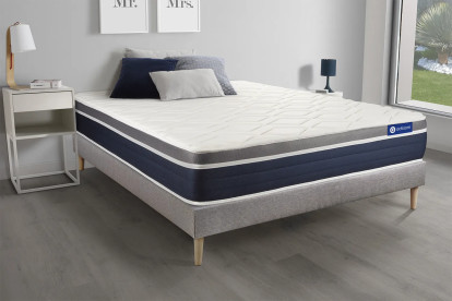 Ensemble Matelas Sommier 150x190 cm - Sommier Gris (en kit) - Actilatex Confort