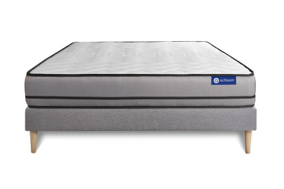 Ensemble Matelas Sommier 140x190 cm - Sommier Gris (en kit) - Actiflex Night