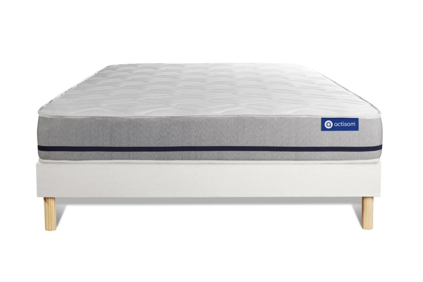 Ensemble Matelas Sommier 135x200 cm - Sommier Blanc (en kit) - Actimemo Soft