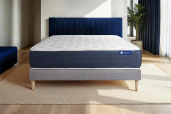 Ensemble Matelas Sommier 130x200 cm - Sommier Gris (en kit) - Actiflex Sleep