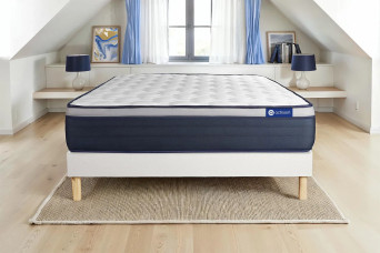 Ensemble Matelas Sommier 120x220 cm - Sommier Blanc (en kit) - Actilatex Max