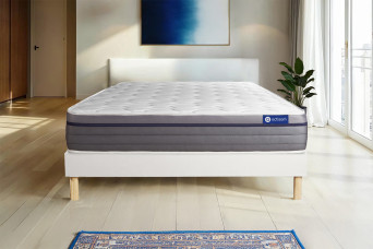 Ensemble Matelas Sommier 130x200 cm - Sommier Blanc (en kit) - Actilatex Zen