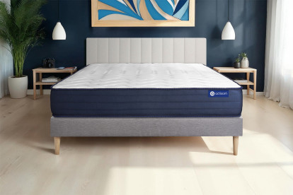 Ensemble Matelas Sommier 140x190 cm - Sommier Gris (en kit) - Actiflex Life