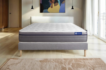 Ensemble Matelas Sommier 150x190 cm - Sommier Gris (en kit) - ActiMemo Zen