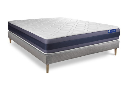 Ensemble Matelas Sommier 140x200 cm - Sommier Gris (en kit) - Actiflex Morpho