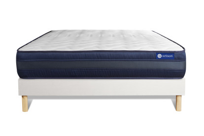 Ensemble Matelas Sommier 140x190 cm - Sommier Blanc (en kit) - Actiflex Tech