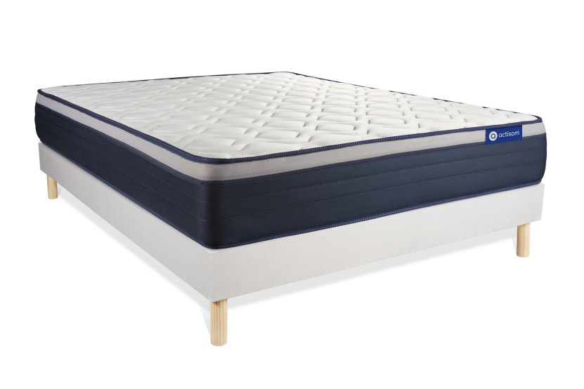 Ensemble Matelas Sommier 150x190 cm - Sommier Blanc (en kit) - Actiflex Max