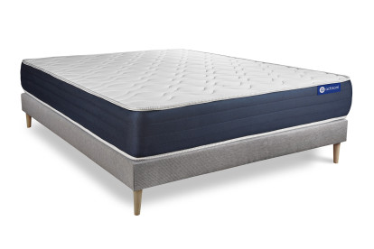 Ensemble Matelas Sommier 160x190 cm - Sommier Gris (en kit) - Actilatex Sleep