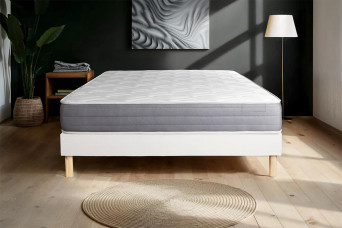 Ensemble Matelas Sommier 130x220 cm - Sommier Blanc (en kit) - Actimemo Dream