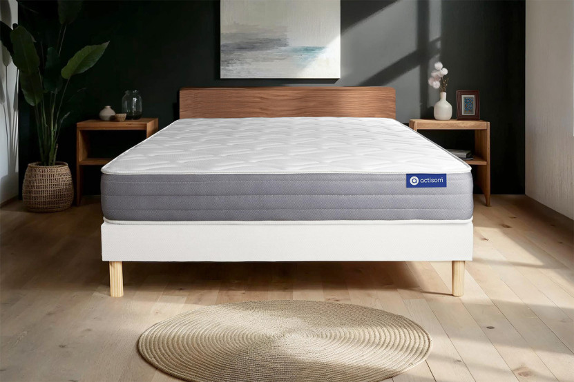 Ensemble Matelas Sommier 120x220 cm - Sommier Blanc (en kit) - Actiflex Dream