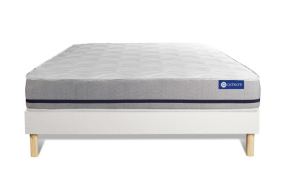 Ensemble Matelas Sommier 160x210 cm - Sommier Blanc (en kit) - Actilatex Soft