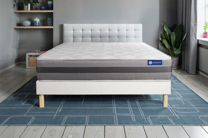 Ensemble Matelas Sommier 130x210 cm - Sommier Blanc (en kit) - Actilatex Relax