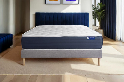 Ensemble Matelas Sommier 180x190 cm - Sommier Gris (en kit) - Actimemo Sleep