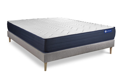 Ensemble Matelas Sommier 120x190 cm - Sommier Gris (en kit) - Actiflex Life