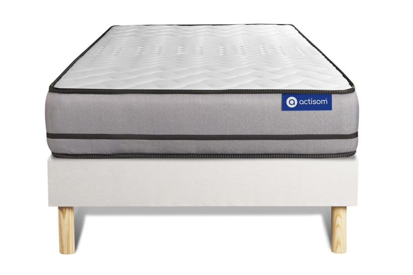 Ensemble Matelas Sommier 90x200 cm - Sommier Blanc (en kit) - Actimemo Night