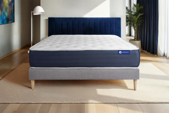 Ensemble Matelas Sommier 130x210 cm - Sommier Gris (en kit) - Actilatex Sleep