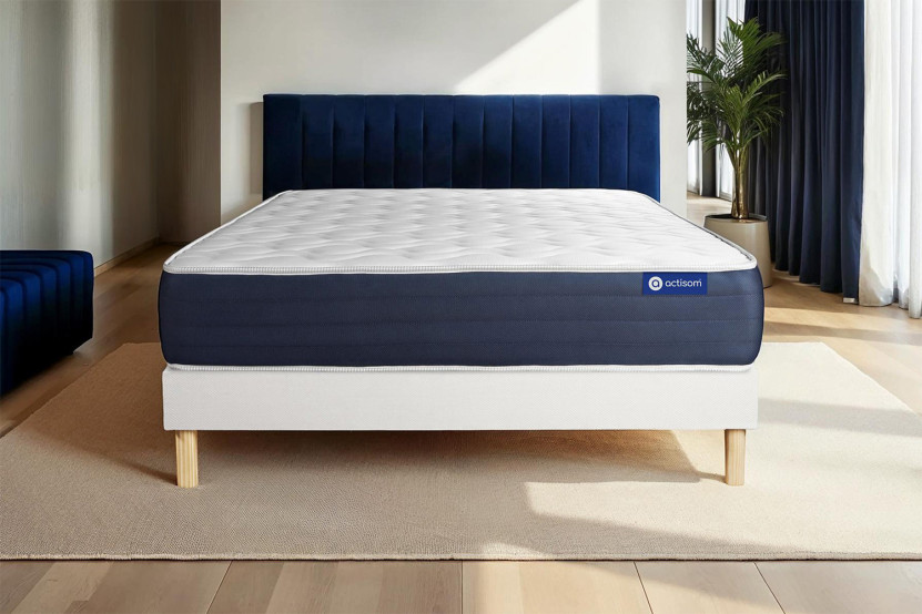 Ensemble Matelas Sommier 160x210 cm - Sommier Blanc (en kit) - Actiflex Sleep